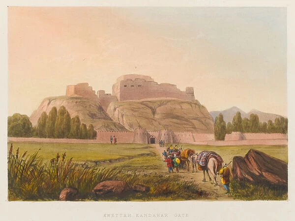 Kwettah Kandahar Gate, 1839 circa (coloured lithograph)