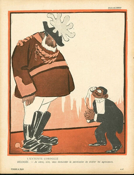L Assiette au Beurre, number 140, Satirique en Couleurs, 1903_12_5: England Great Britain, Morocco - Edward VII (1841-1910), Delcasse Theophile (1852-1923) (lithograph)