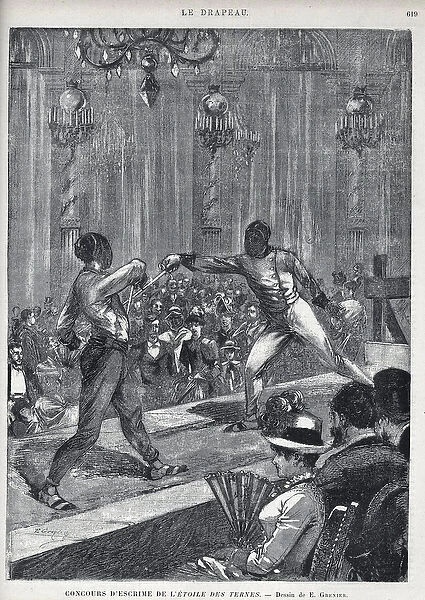 'L Etoile des Ternes'Fencing Competition in Paris in 1885 - drawing by E