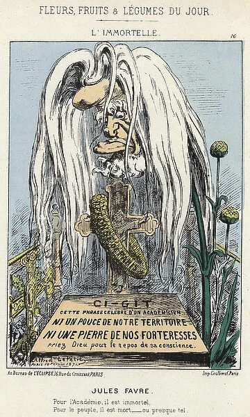 L Immortelle: caricature about Jules Favre - ill. from 10  /  02  /  1871 in 'Flowers