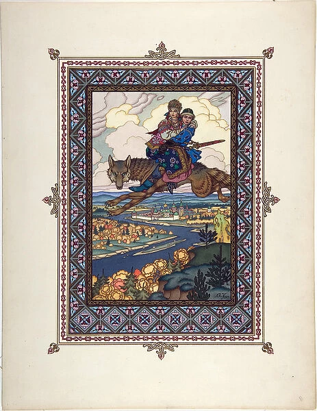 l oiseau de feu et du loup gris - Illustration for the Fairy tale of Ivan Tsarevich