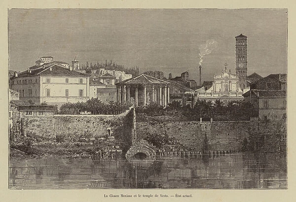 La Cloaca Maxima et le temple de Vesta, Etat actuel (engraving)