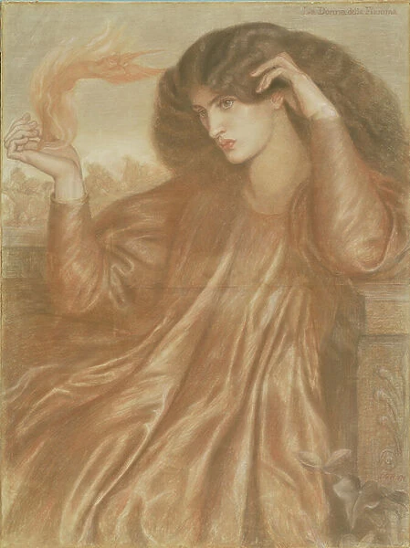 La Donna della Fiamma, 1870 (pastel & pencil on paper)