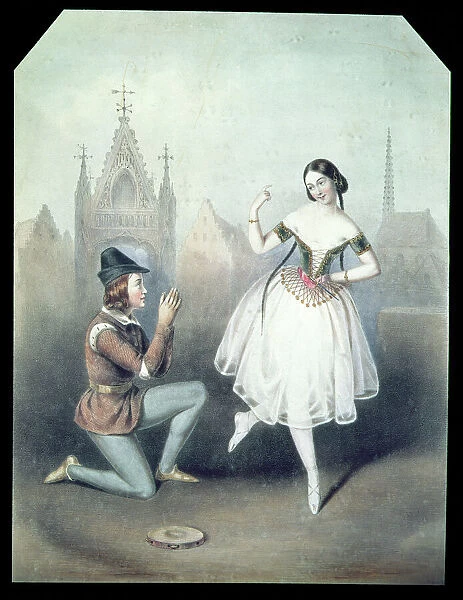 La Esmeralda : Carlotta Grisi (1819-99) & Jules Perrot (1810-92)d(coloured