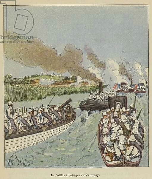 La flottille a l attaque de Marovoay (colour litho)