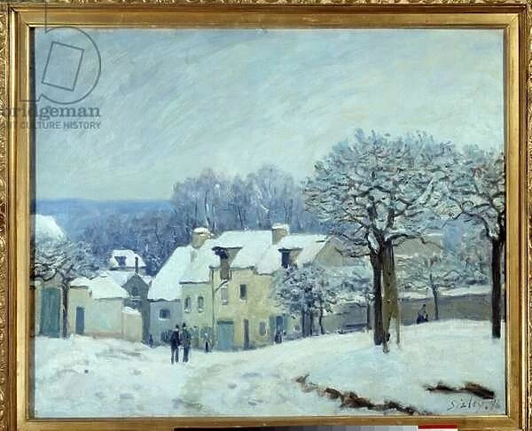 La place du kennel a Marly, Effect of Snow Painting by Alfred Sisley (1839-1899) 1876 Dim