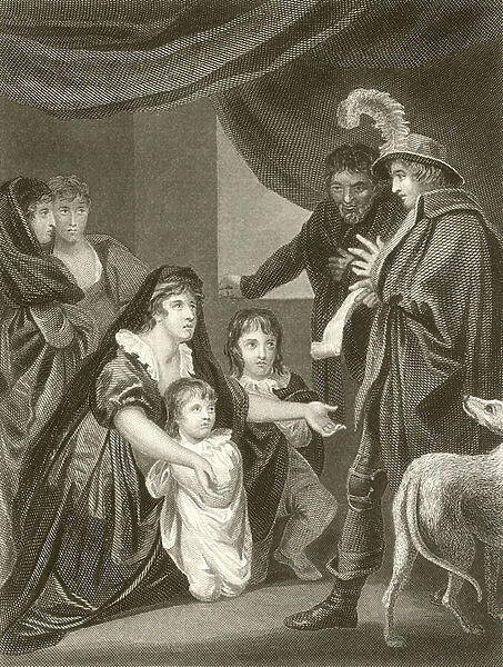 Lady Elizabeth Gray entreating Edward IV to protect her children (engraving)