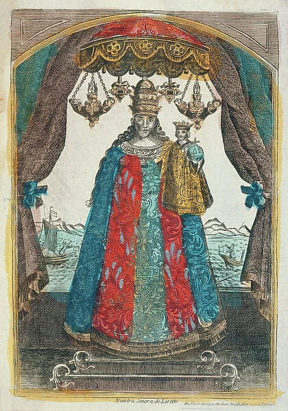 Our Lady of Loretto, late 18th century (coloured engraving)