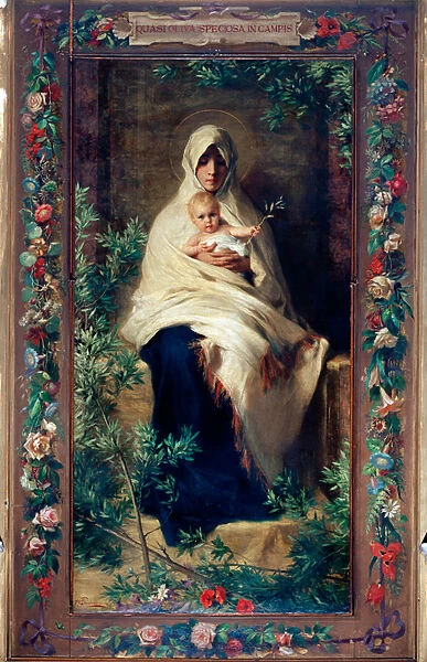 Our Lady of the Olive Tree Painting by Niccolo Barabino (1832-1891) 19th century Genes