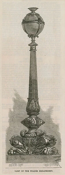 Lamp on the Thames Embankment, London (engraving)