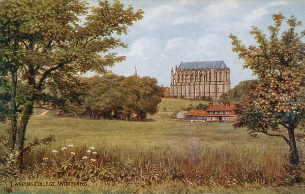 Lancing College, Worthing (colour litho)
