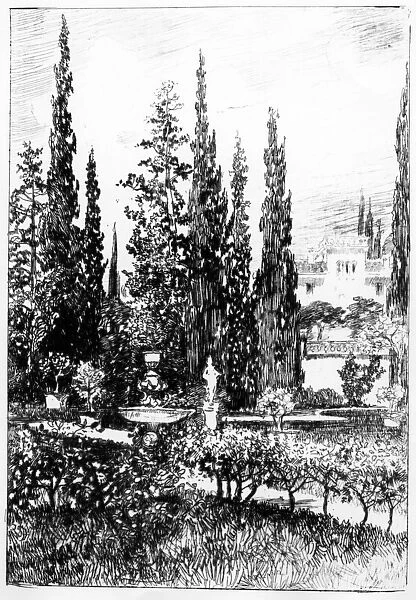 The Landscape Garden, illustration to the story by Edgar Allan Poe, c. 1884 (etching)