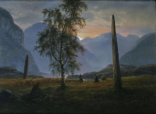 Landscape with memorial stones, 1839 (oil on canvas)
