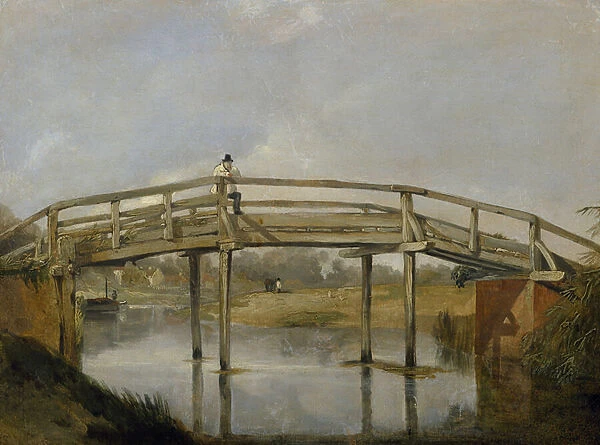 Landscape with a River and Bridge, c. 1830 (oil on canvas)