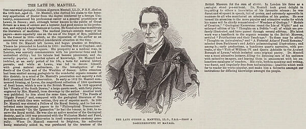The late Gideon A Mantell, LLD, FRS (engraving)