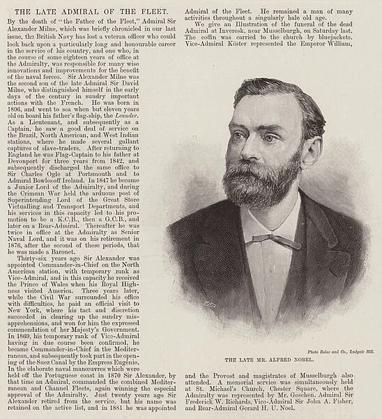 The late Mr Alfred Nobel (engraving)
