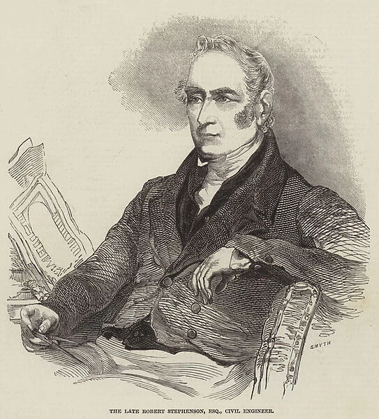 The late Robert Stephenson, Esquire, Civil Engineer (engraving)