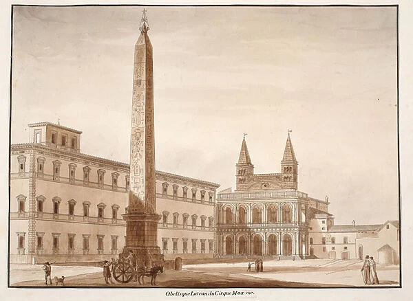 The Lateran Obelisk, from the Circus Maximus, 1833 (etching with brown wash)