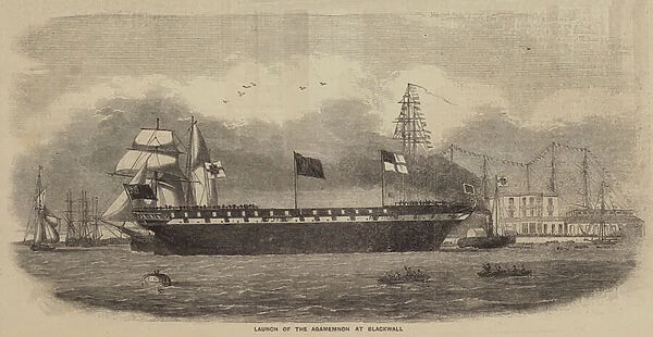 Launch of the Agamemnon at Blackwall (engraving)