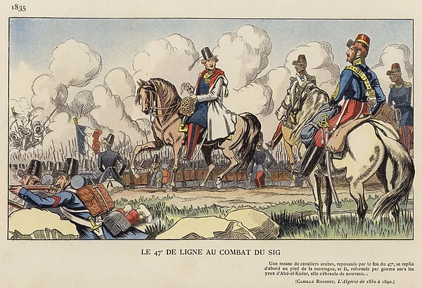 Le 47e De Ligne Au Combat Du Sig, 1835 (colour litho)