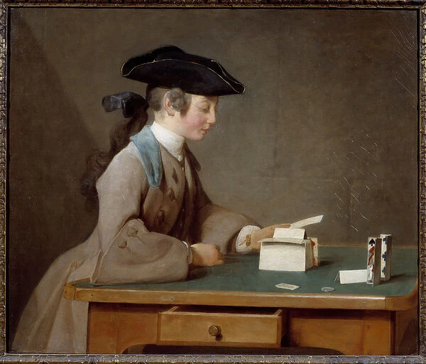 Le chateau de cartes ou le son de monsieur Le Noir Painting by Jean Baptiste Simeon