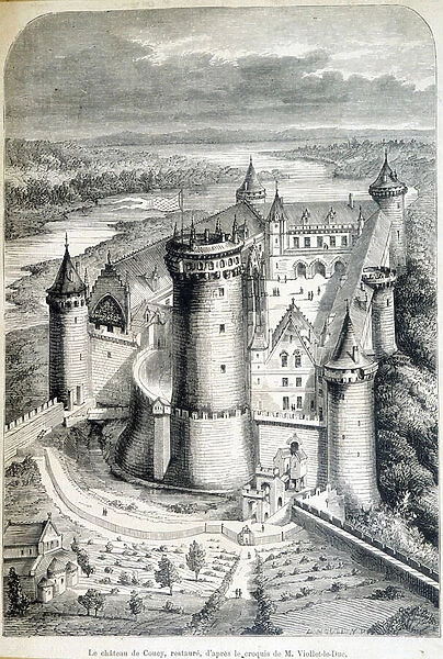 Le chateau de Coucy, restaure - engraving from the sketch  /   /  by Eugene Viollet-le-Duc