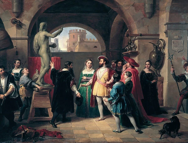Le roi de France Francois Ier (1494-1547) visite l atelier de Buenvenuto Cellini