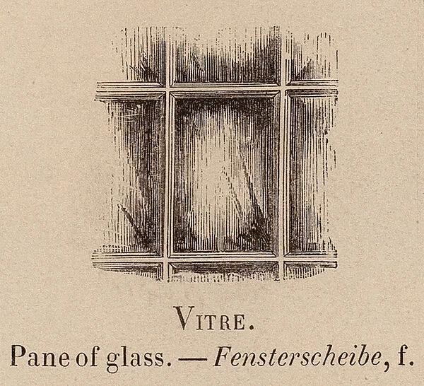Le Vocabulaire Illustre: Vitre; Pane of glass; Fensterscheibe (engraving)