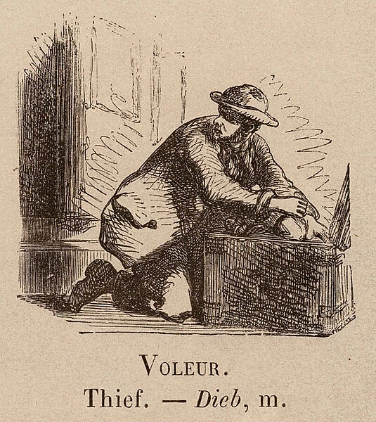 Le Vocabulaire Illustre: Voleur; Thief; Dieb (engraving)