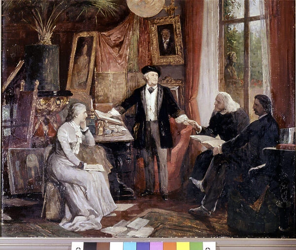From left to right: Cosima Wagner, Richard Wagner, Franz Liszt