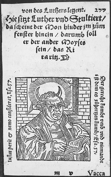 Legend of Martin Luther (woodcut) (b  /  w photo)