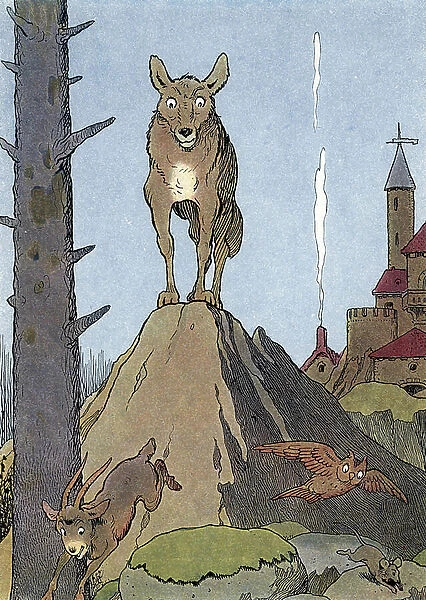 The legend of the wolf of Gubbio linked to Saint Francis of Assisi, 1926 (Illustration)