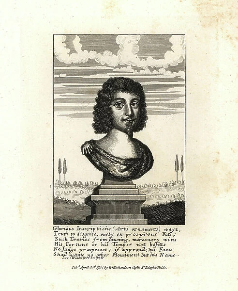 Leonard Wlan, poet and author of Astraea, or, True love's myrour a pastoral, 1651. Copperplate engraving from William Richard's Portraits Illustrating Granger's Biographical History of England, London, 1792-1812