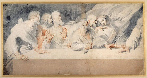 Leonardo da Vincis Last Supper (red & black chalks on paper)
