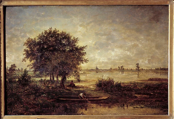 les bords de la Loire Painting by Theodore Rousseau (1812-1867) 19th century Sun