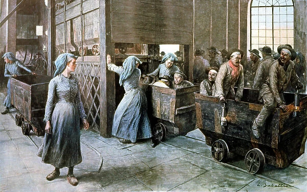 Les Mineurs, c. 1900 (colour litho)