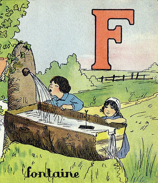 Letter F: fountain, c.1920 (print)