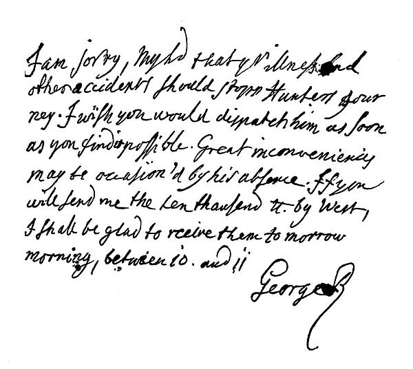 Letter from King George II to the Duke of Newcastle (engraving)