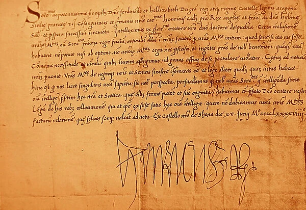 Letter from King Henry VII to Ferdinand II of Aragon and Isabella I of Castile