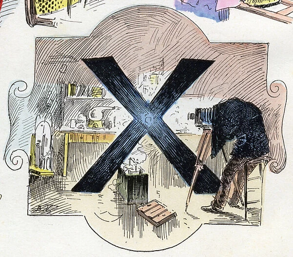 Letter X (folding and x-rays). 1908 (chromolithograph)