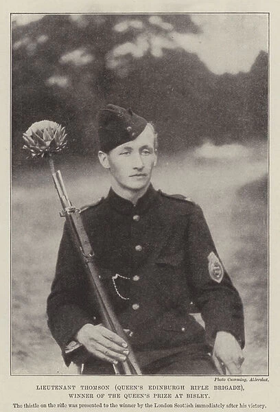 Lieutenant Thomson (Queens Edinburgh Rifle Brigade), Winner of the Queens Prize at Bisley (b  /  w photo)