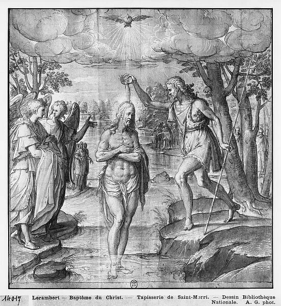 Life of Christ, Baptism of Christ, preparatory study of tapestry cartoon for the