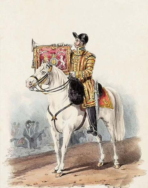 Life Guards, Trumpeter in State Dress, 1828 (lithograph)
