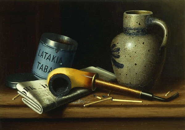 Still Life with Pipe and Tobacco, (oil on canvas)