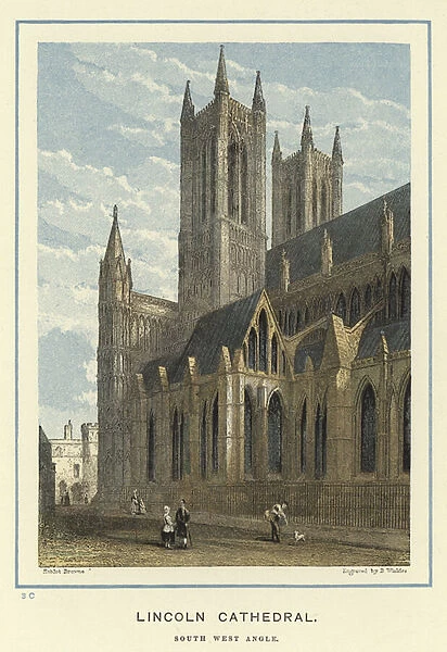 Lincoln Cathedral, south west angle (colour litho)