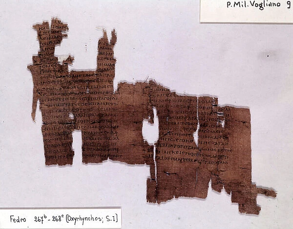 Literary Papyrus: 'Phedrus'by Plato (-428;-348), Greek philosopher
