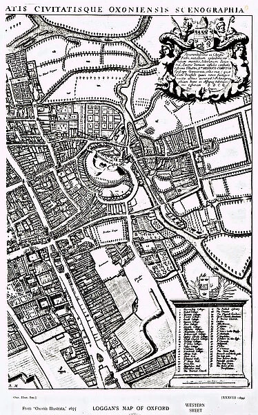 Loggans map of Oxford, Western Sheet, from Oxonia Illustrated, published 1675