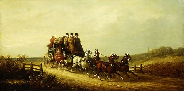 The London to Brighton Royal Mail on the Open Road, (oil on canvas)