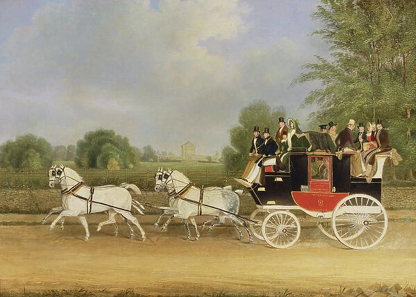 The London-Farringdon Coach Passing Buckland House, Berkshire (oil on canvas)