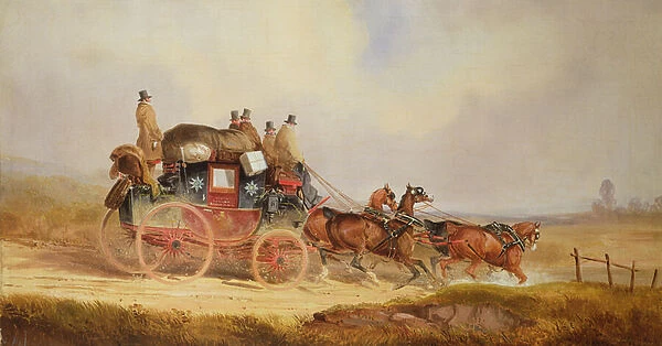 The London to Louth Royal Mail (oil on canvas) (pair to 378792)